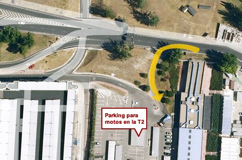 Aparcamiento de motos en la T2